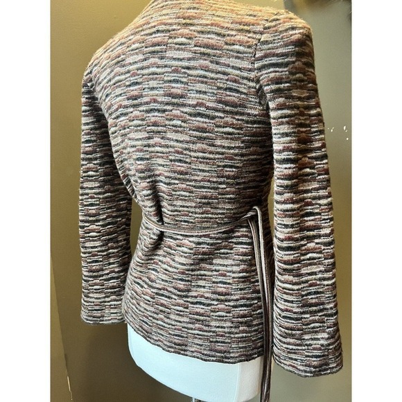 Beyond Threads Baby Alpaca Wool Blend Multi Color Wrap Sweater Womens M FLAWED - Picture 4 of 12